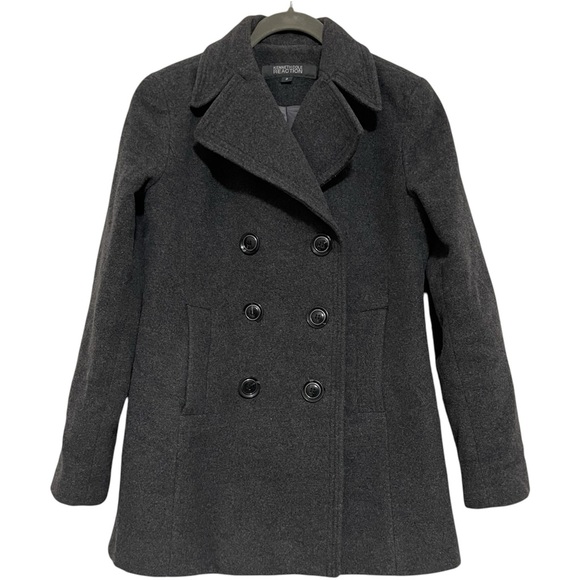 Kenneth Cole Reaction Jackets & Blazers - Kenneth Cole Reaction Gray Wool Blend Double Breast Jacket Pea Coat Size 2